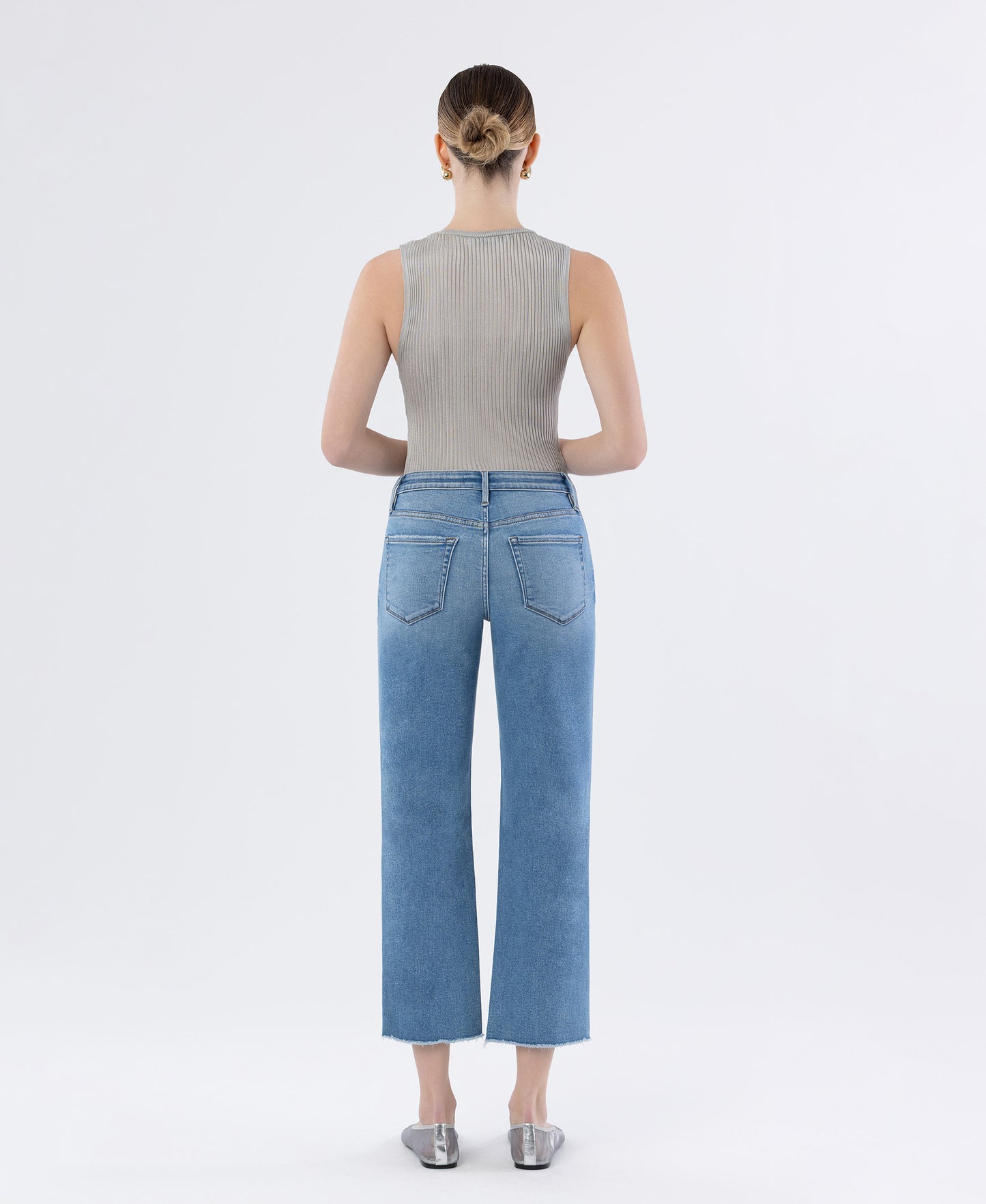 Back product images of Softy - High Rise Raw Hem Crop Straight Jeans