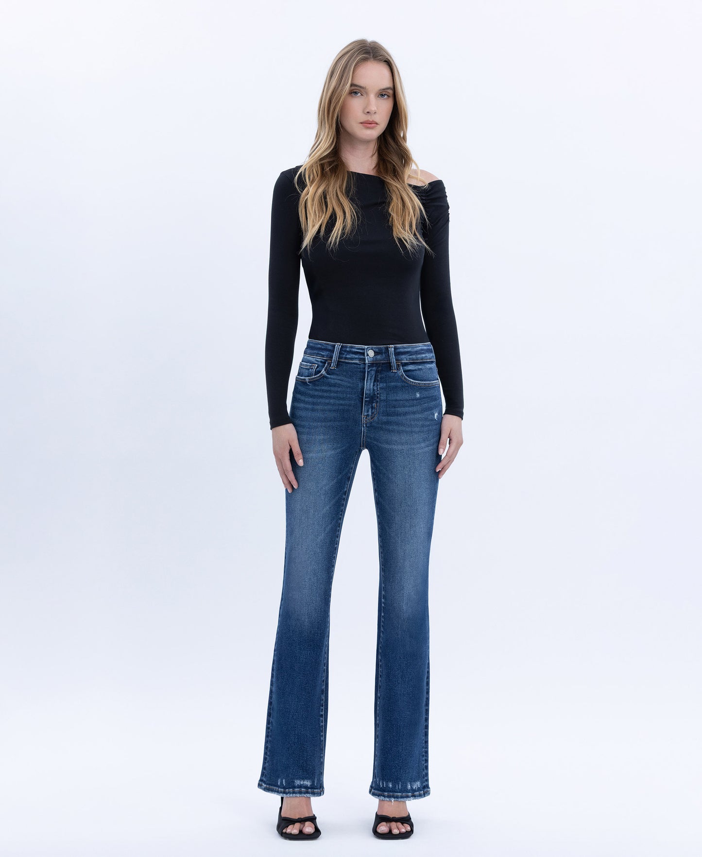 Front product images of Elegant Jewel - High Rise Full Length Bootcut Jeans