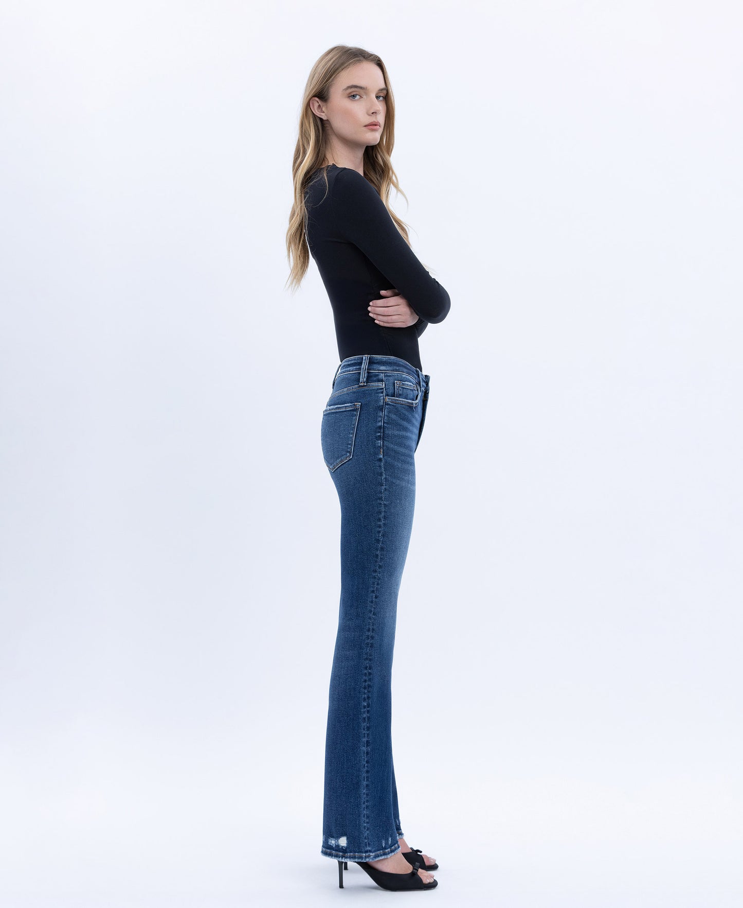 Right side product images of Elegant Jewel - High Rise Full Length Bootcut Jeans
