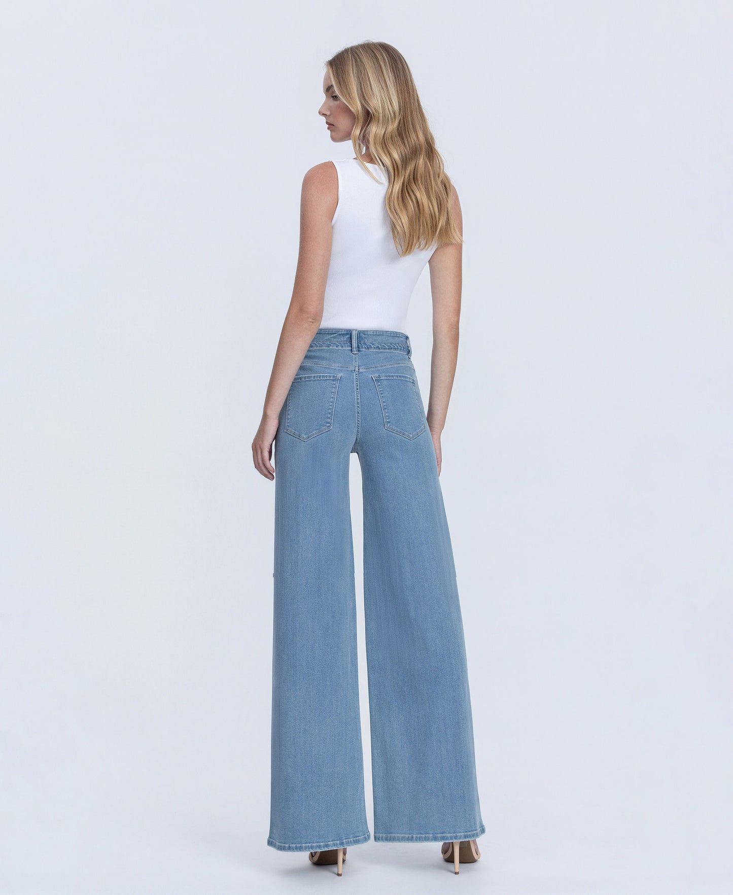 Back product images of Ethereal Promise - High Rise Tie Waist Crop Palazzo Jeans