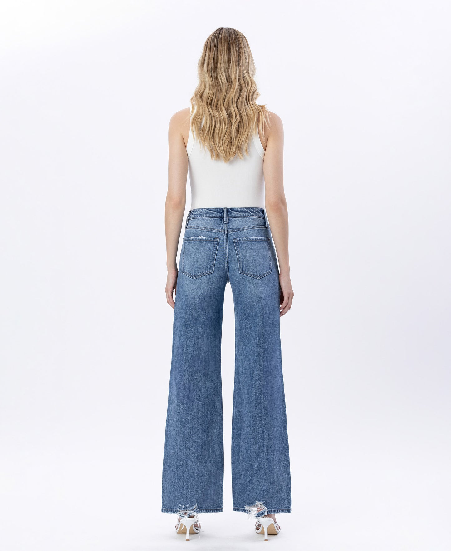 Back product images of Resounding - High Rise Distressed Wide Leg Jeans