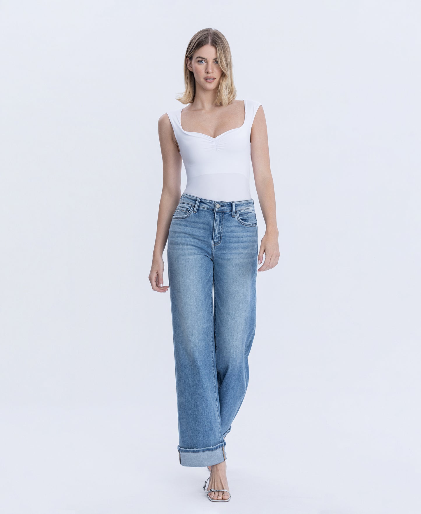 Front product images of Westbury - High Rise Full Length Cuffed Baggy Wide Leg Jeans