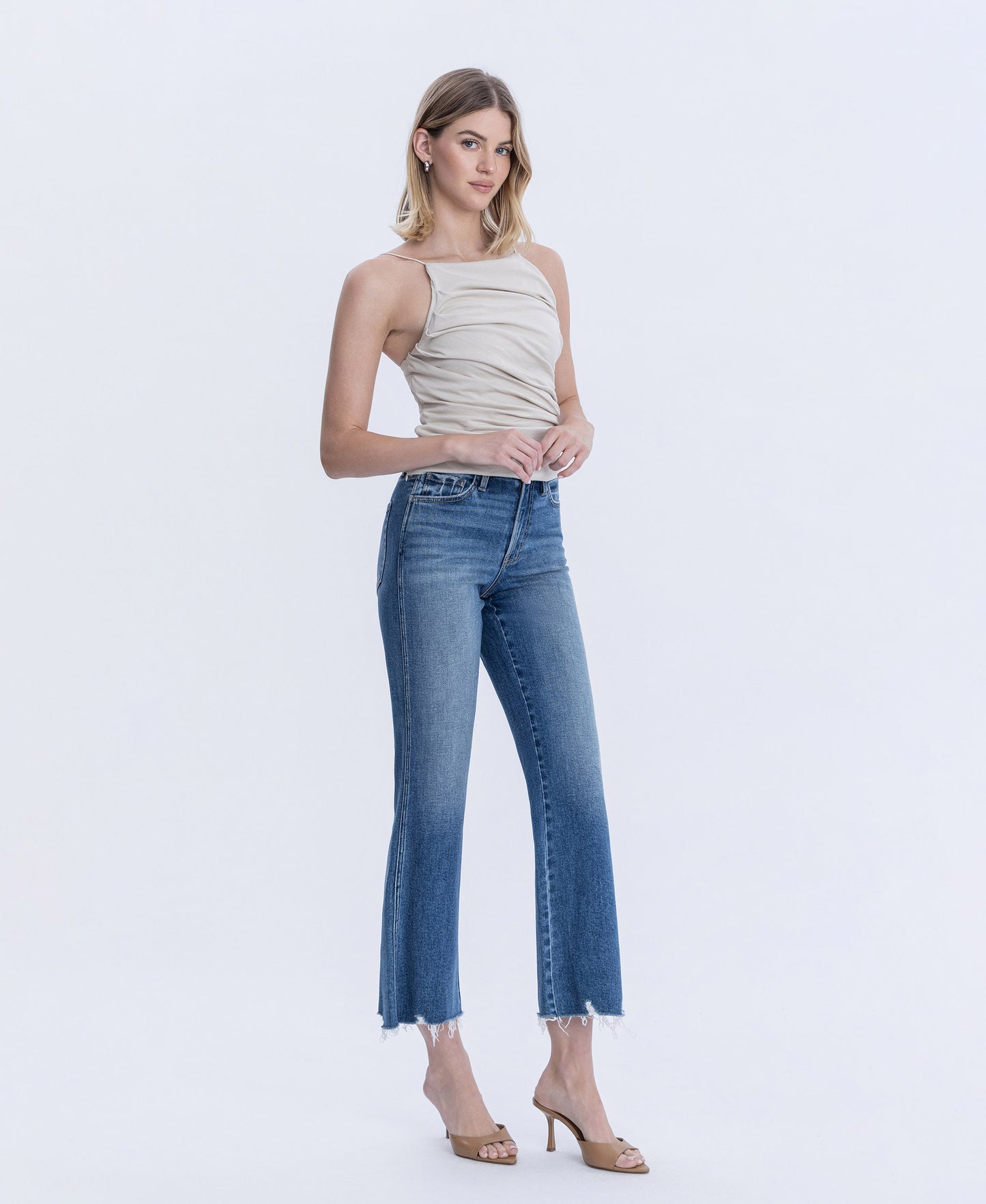 Right 45 degrees product image of Treasure - High Rise Raw Hem Vintage Flare Jeans