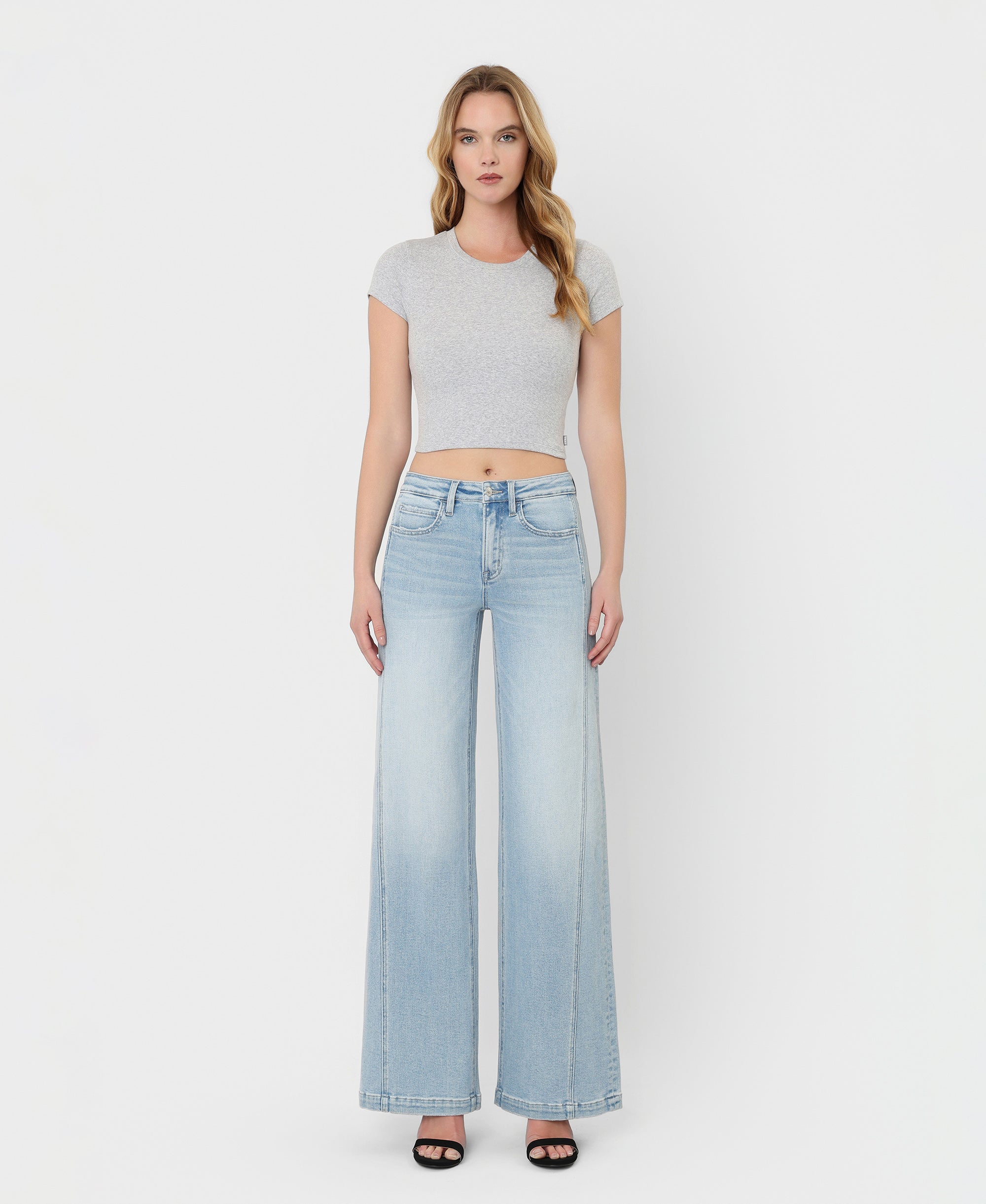 VERVET Great Rapids High Rise Side Panel Wide Leg Jeans