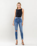 Satisfactory  - High Rise Distressed Cuffed Crop Skinny Jeans