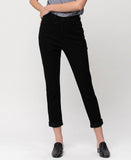 Jet Black - Stretch Mom Jeans with Double Cuff