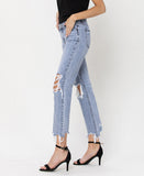 Left 45 degrees product image of Blue Melody - Super High Rise Crop Straight Jeans