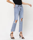 Right 45 degrees product image of Blue Melody - Super High Rise Crop Straight Jeans