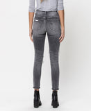 Broken Coal - High Rise Ankle Skinny Jeans W Patch Detail