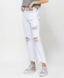 Petrol Bliss - Super High Rise Distressed Crop Straight Jeans