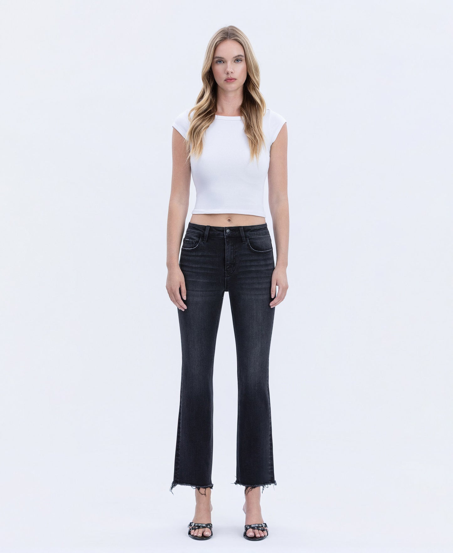 Front product images of The Favorite Wine - High Rise Seamless WB Ankle Kick Flare Jeans