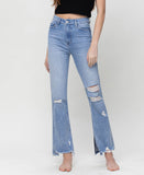 True Breeze - Super High Rise Straight Ankle Jeans with Slit Detail