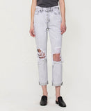 Message Bottle - Distressed Super High Rise Mom Jeans