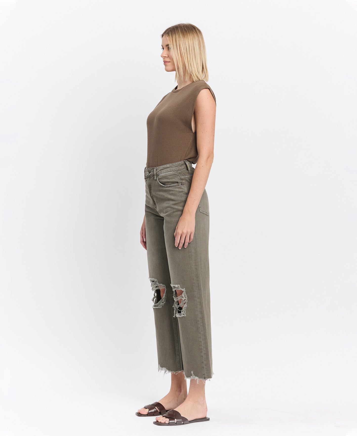 Left 45 degrees product image of Beetle - Super High Rise 90s Vintage Crop Flare Jeans