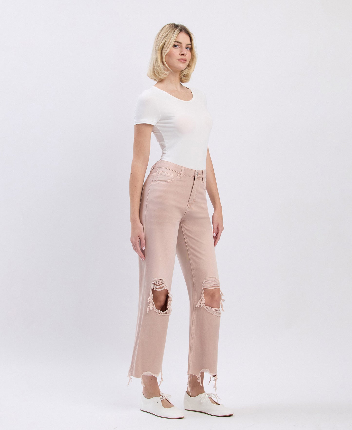 Right 45 degrees product image of July Song - Super High Rise 90's Vintage Cropped Flare Jeans