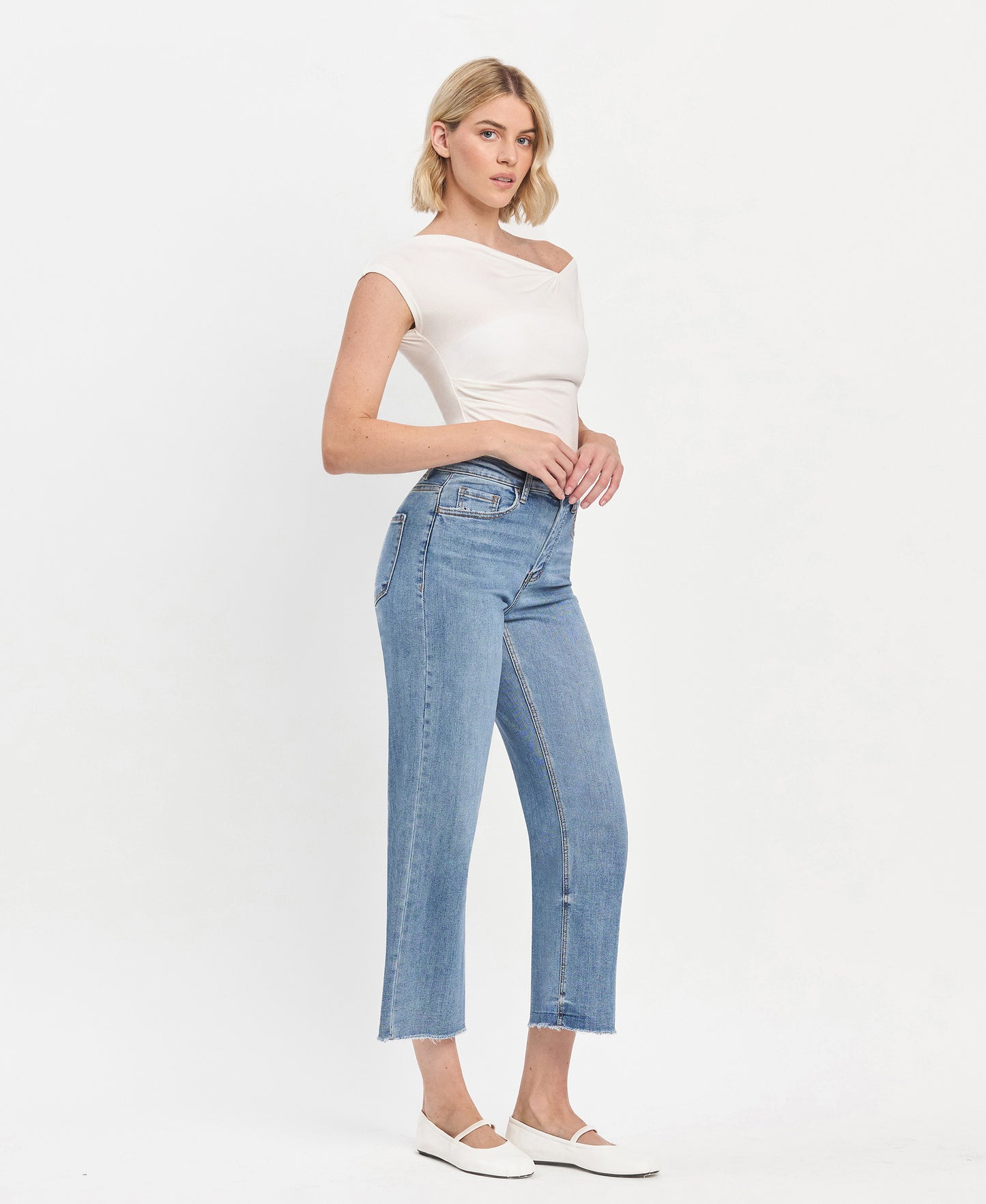 Right 45 degrees product image of Mischief - Super High Rise Wide Leg Jeans