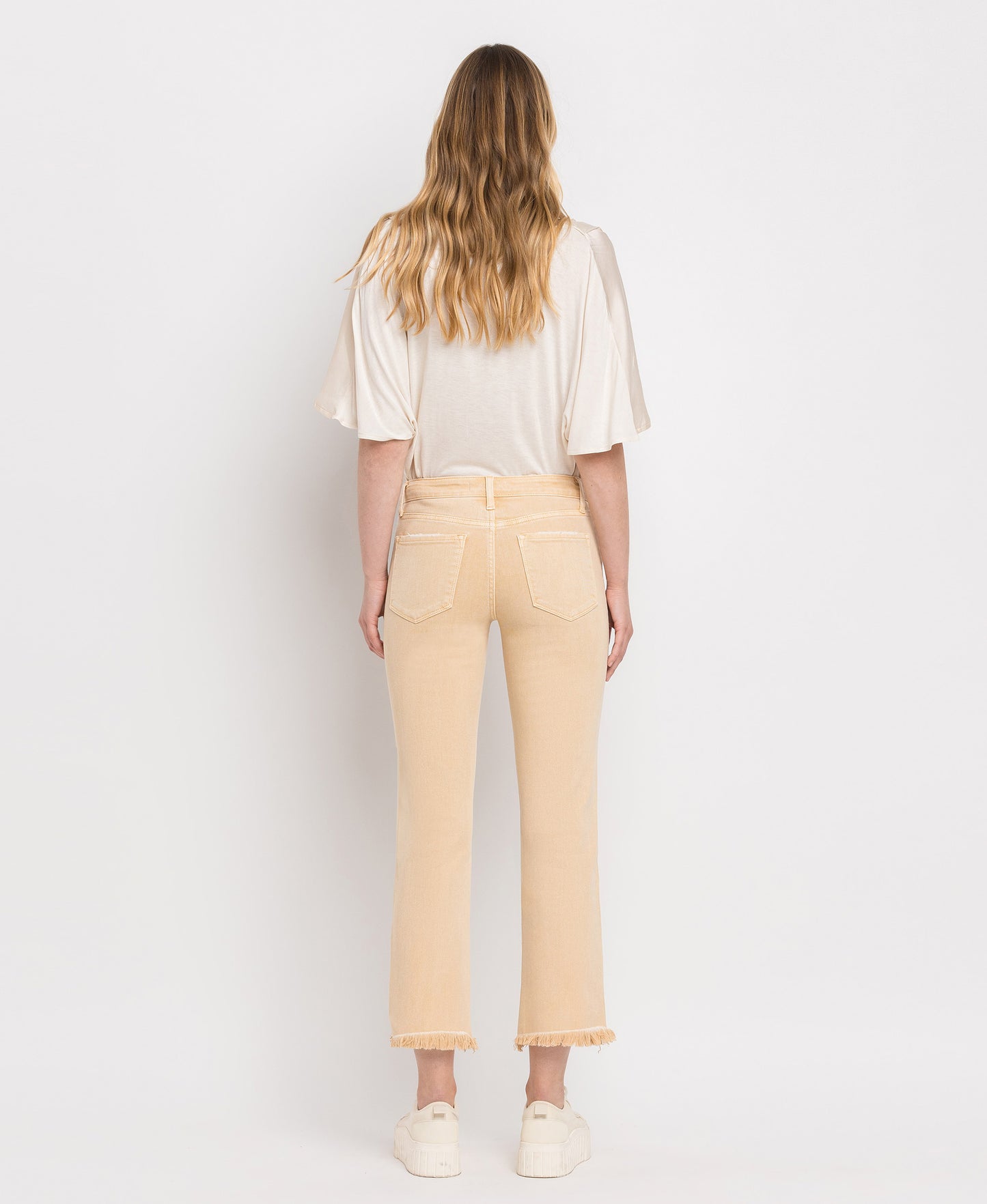 Back product images of Sun Beige - Mid Rise Straight Jeans