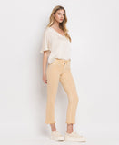 Left 45 degrees product image of Sun Beige - Mid Rise Straight Jeans