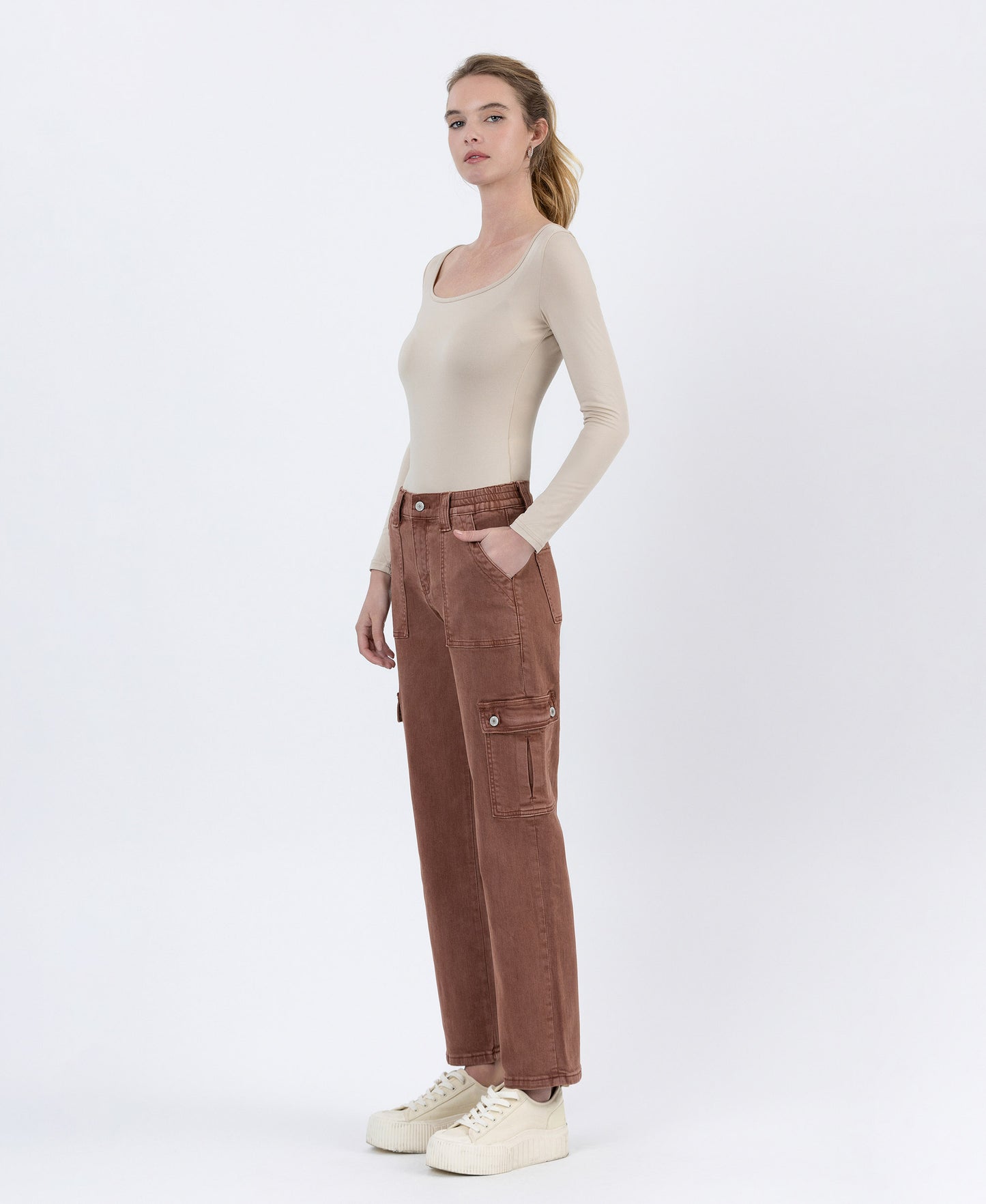 Left 45 degrees product image of Red Brick - High Rise Straight Jeans