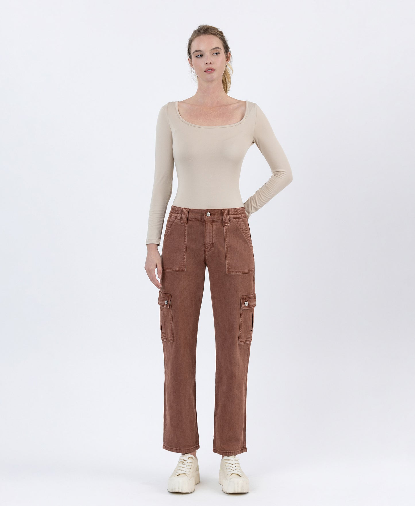 Front product images of Red Brick - High Rise Straight Jeans