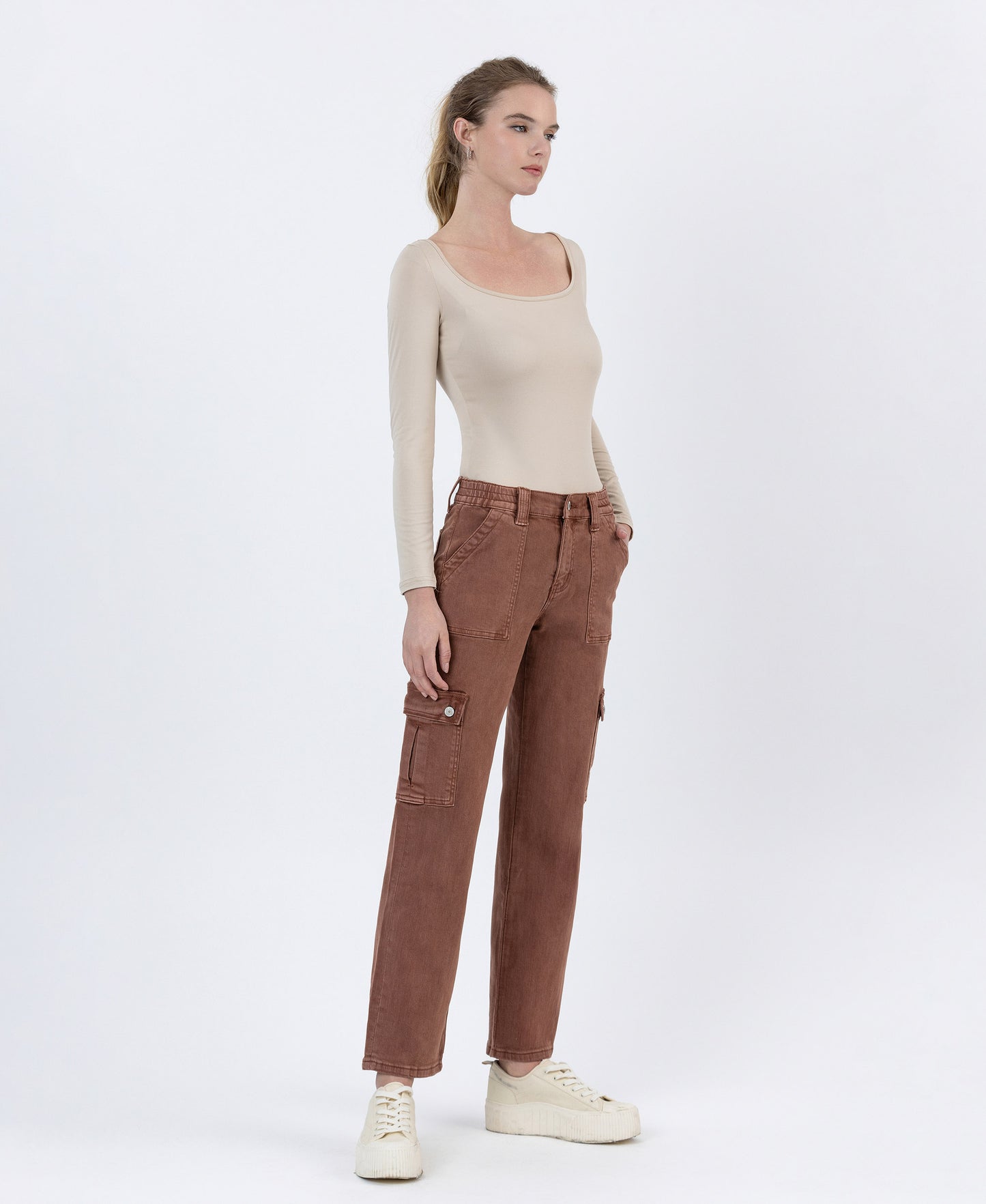 Right 45 degrees product image of Red Brick - High Rise Straight Jeans
