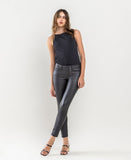 Front product images of Jet Black - Mid Rise PU Cropped Skinny Jeans