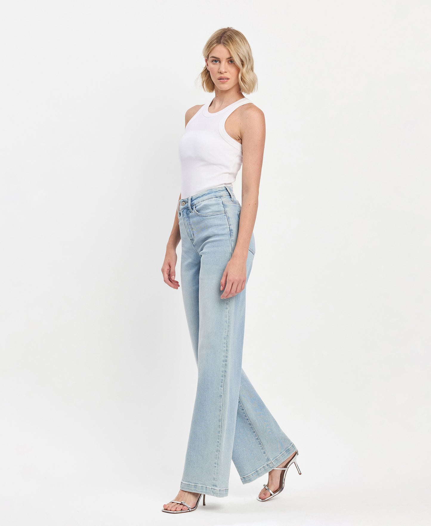 Left 45 degrees product image of Optimistic - High Rise Full Length Wide Leg Jeans