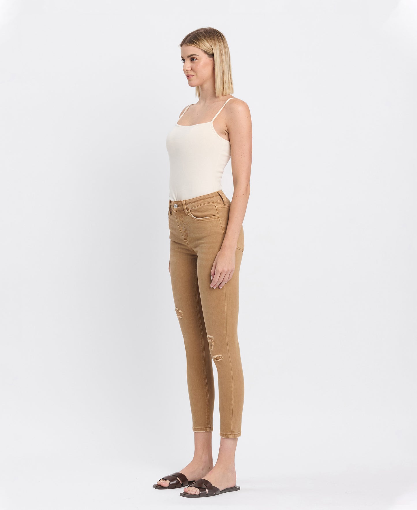 Left 45 degrees product image of Tannin - High Rise Cropped Skinny Jeans