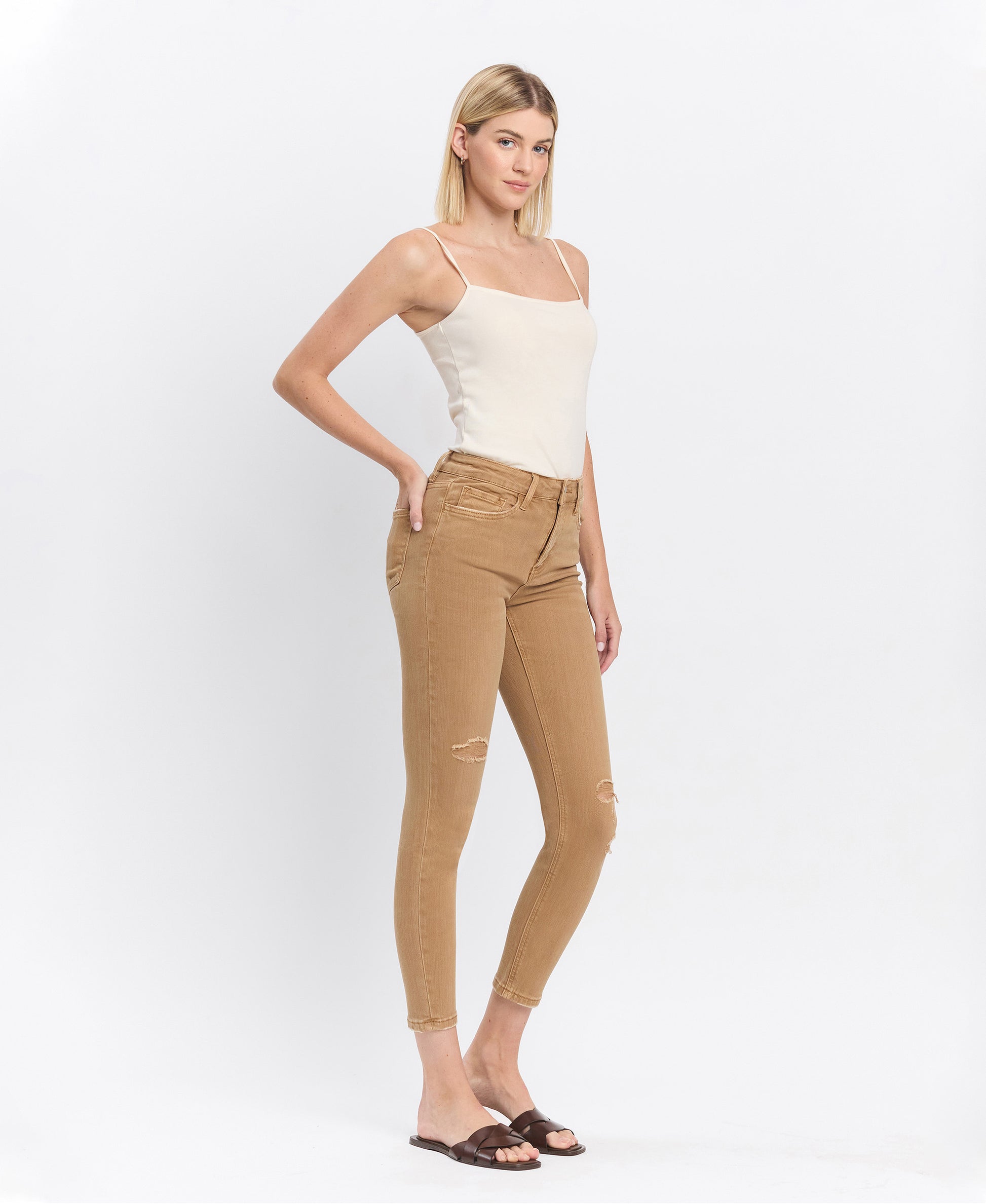 Right 45 degrees product image of Tannin - High Rise Cropped Skinny Jeans