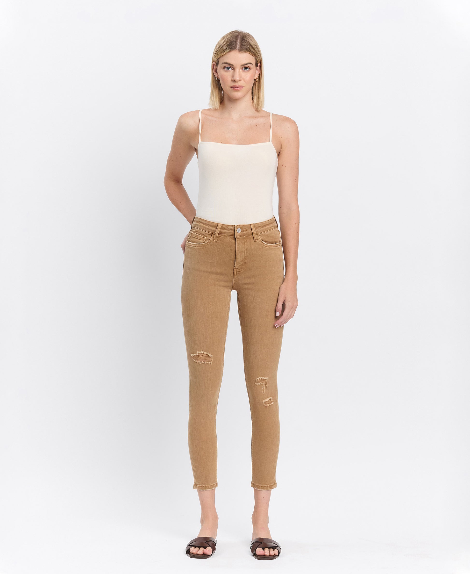 Front product images of Tannin - High Rise Cropped Skinny Jeans