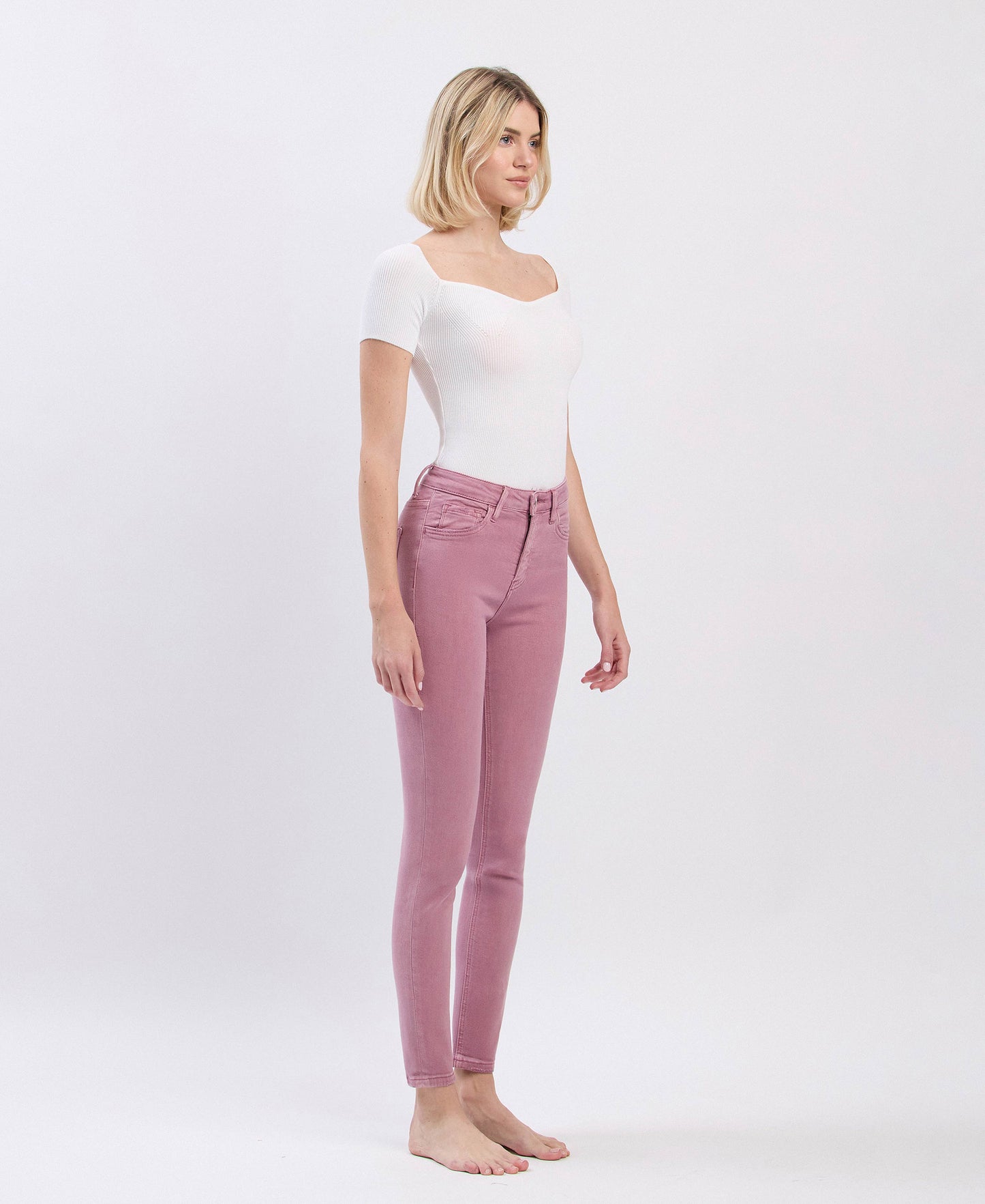 Right 45 degrees product image of Wistful Mauve - High Rise Ankle Skinny Jeans