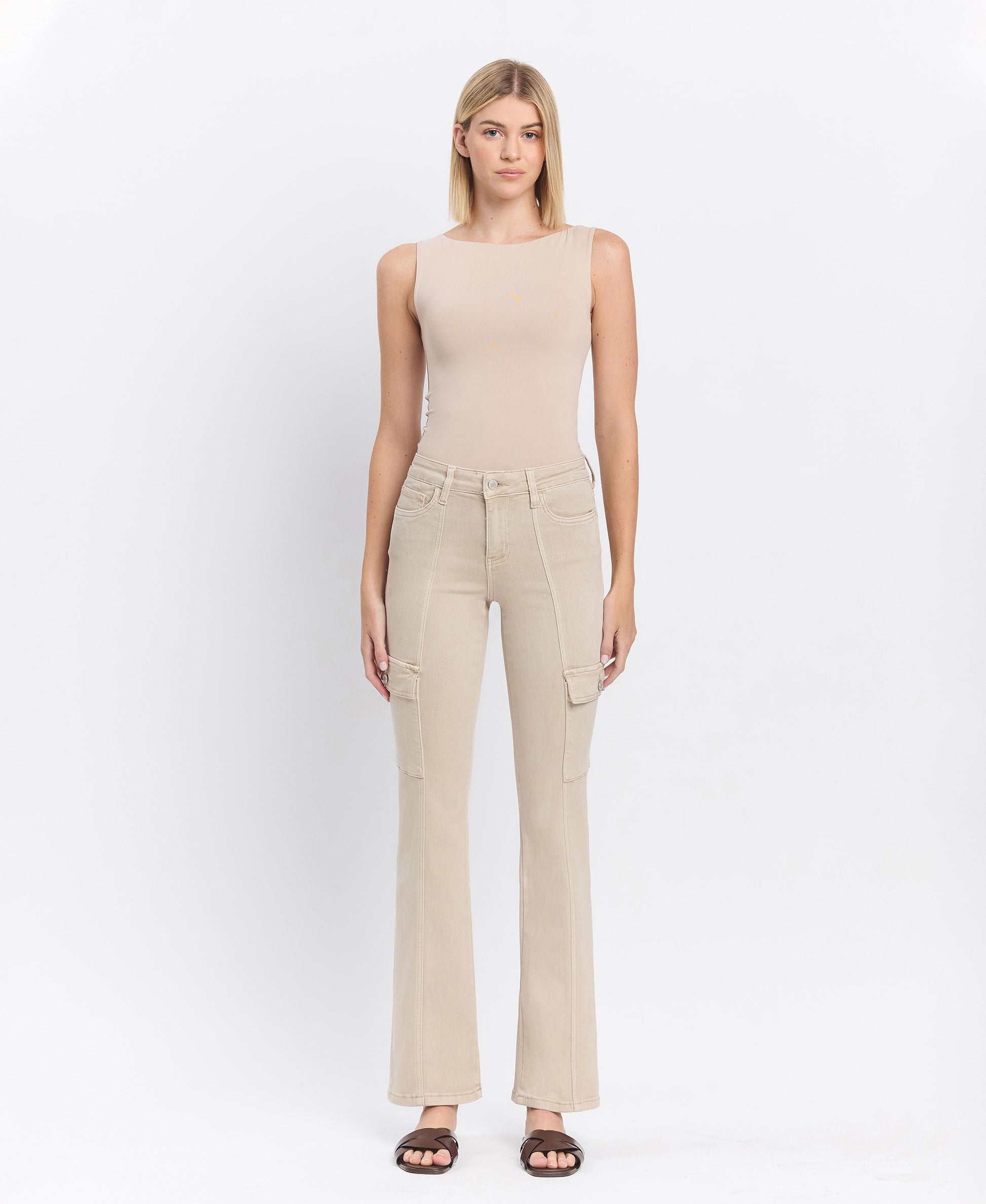 Front product images of Peyote - Mid Rise Cargo Bootcut Jeans