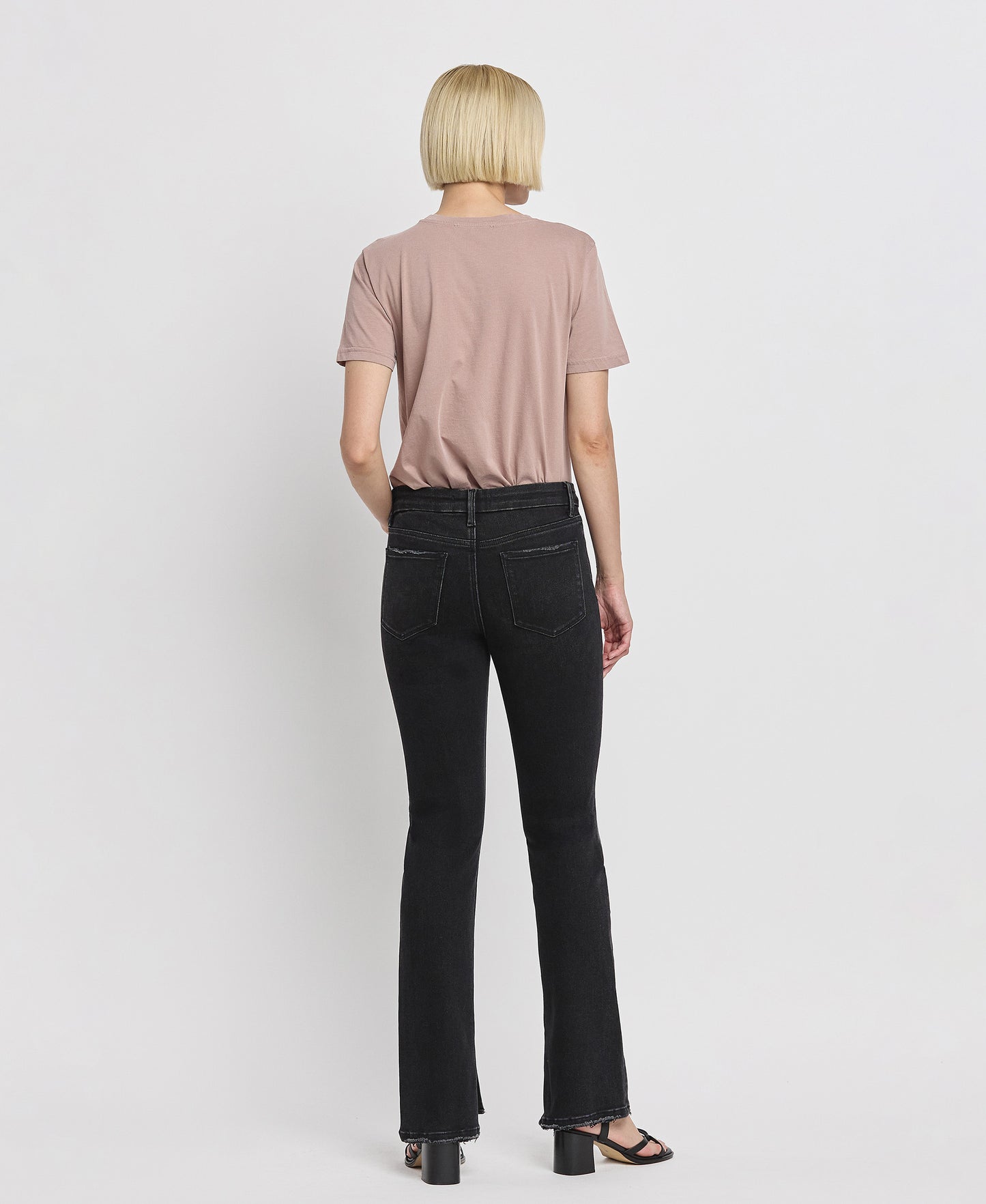 Back product images of Winsome - Mid Rise Slit Hem Bootcut Jeans