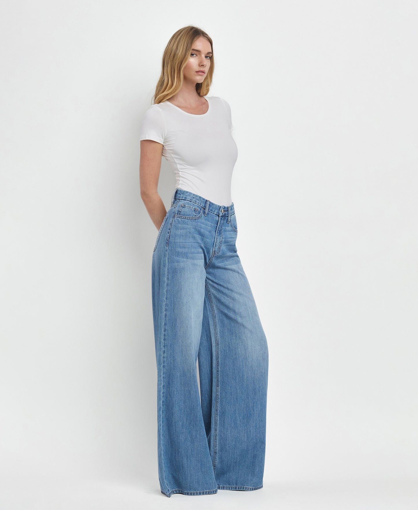 Right 45 degrees product image of Kudos - Super High Rise Wide Leg Jeans