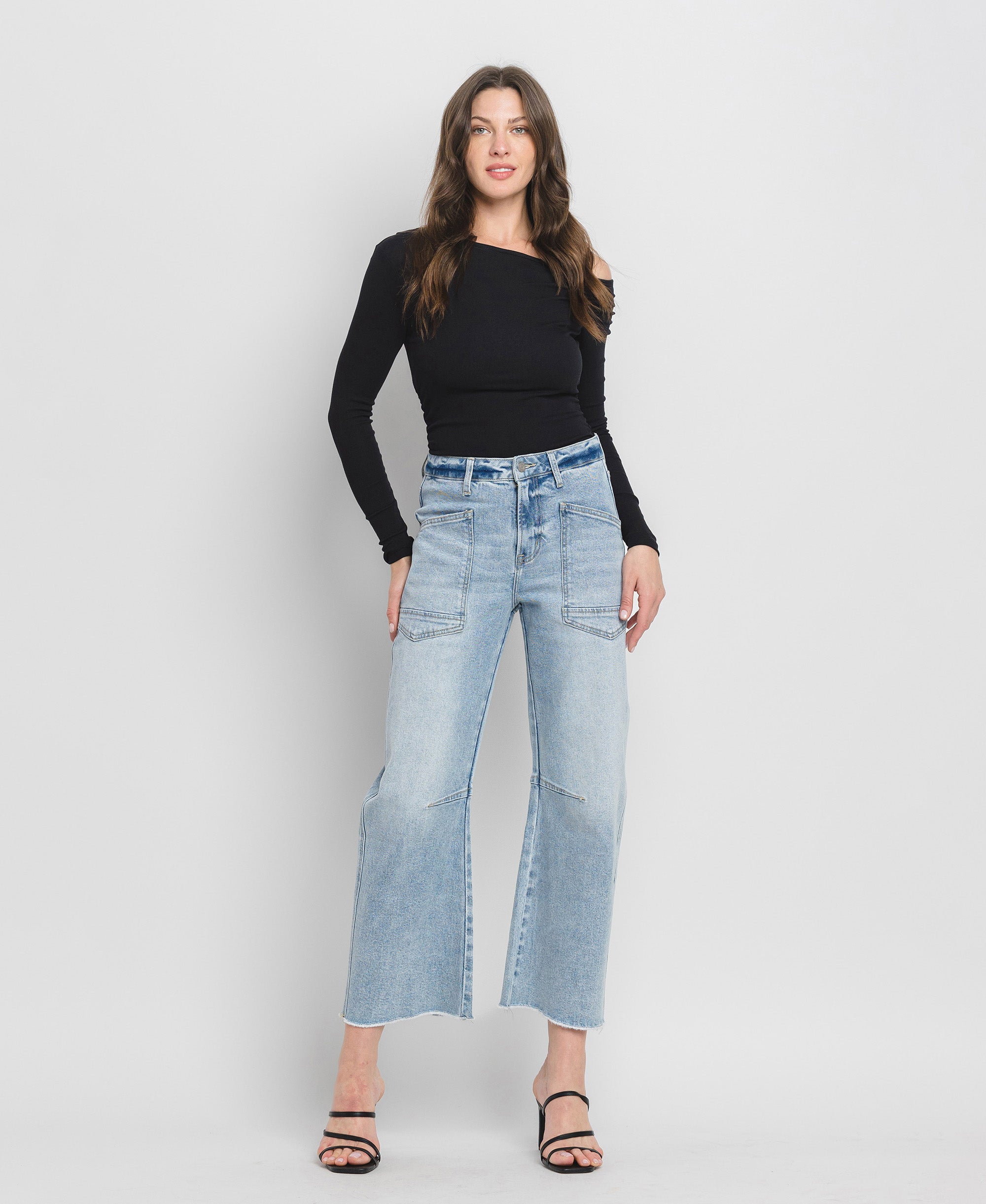 VERVET Heroine Super High Rise Crop Barrel Jeans