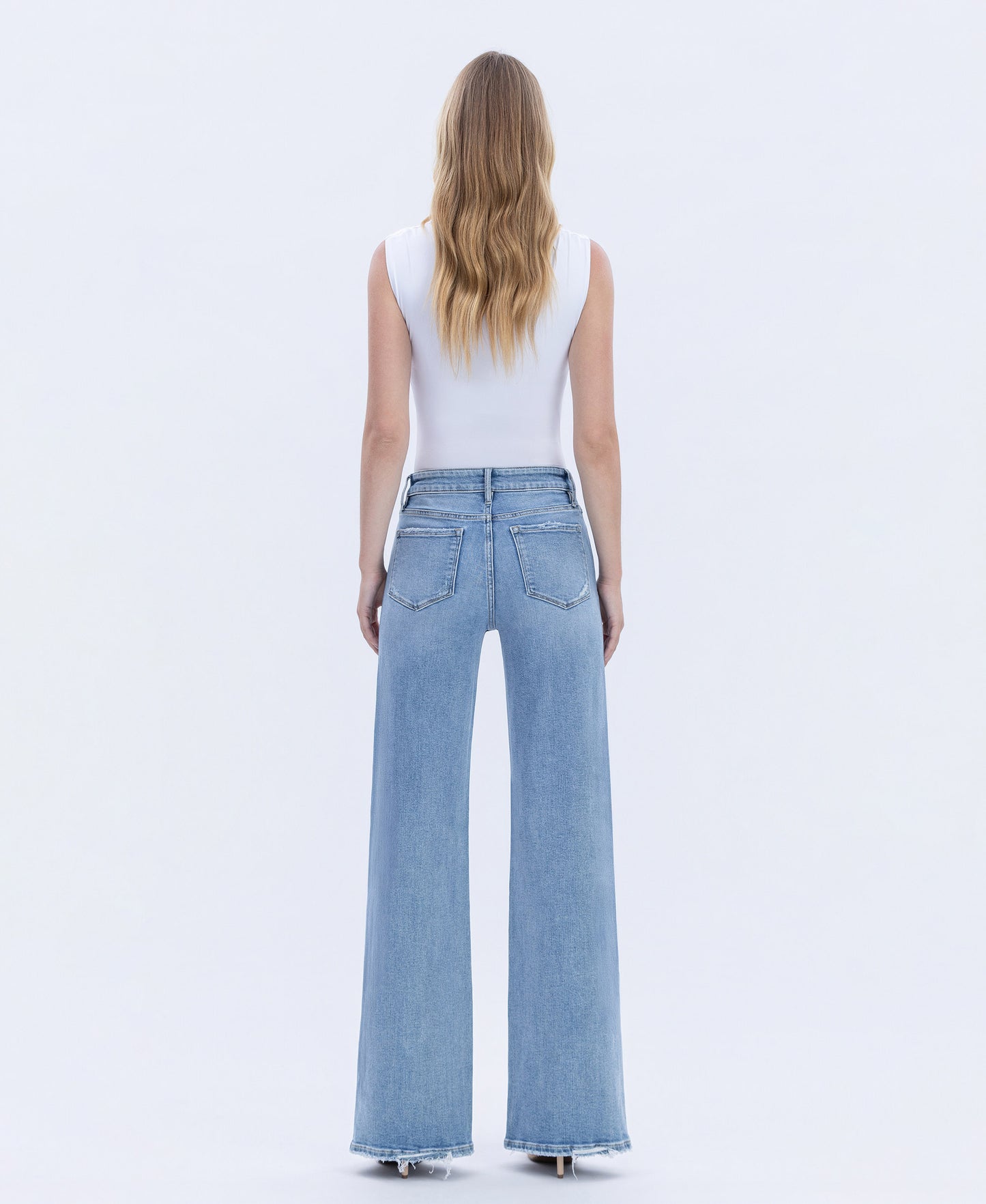 Back product images of Hearten - High Rise Full Length Wide Leg Jeans