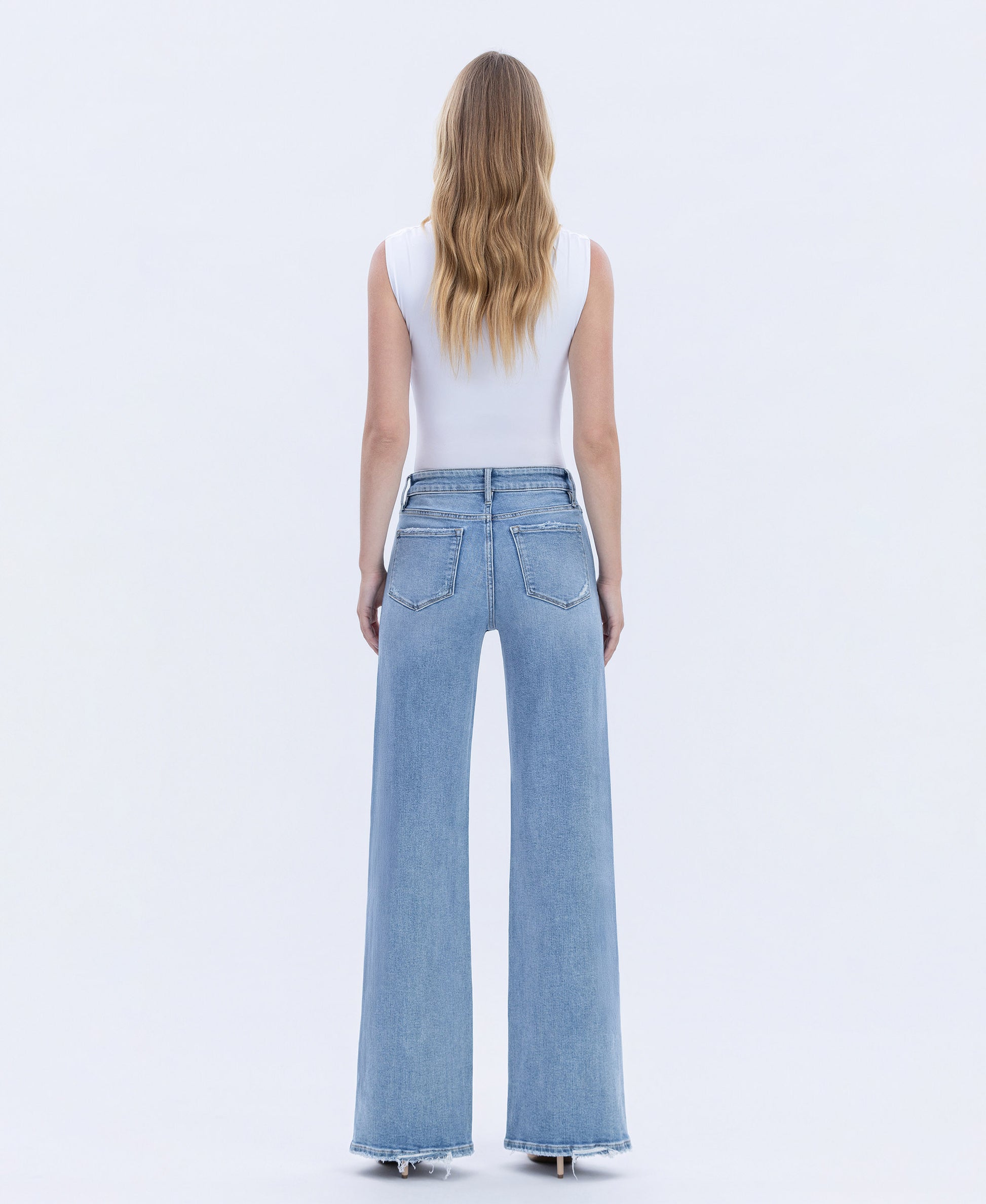 Back product images of Hearten - High Rise Full Length Wide Leg Jeans
