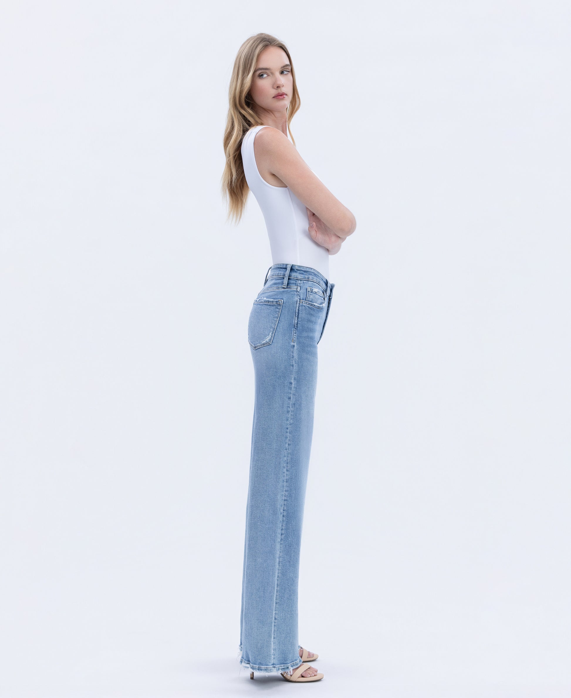 Right side product images of Hearten - High Rise Full Length Wide Leg Jeans