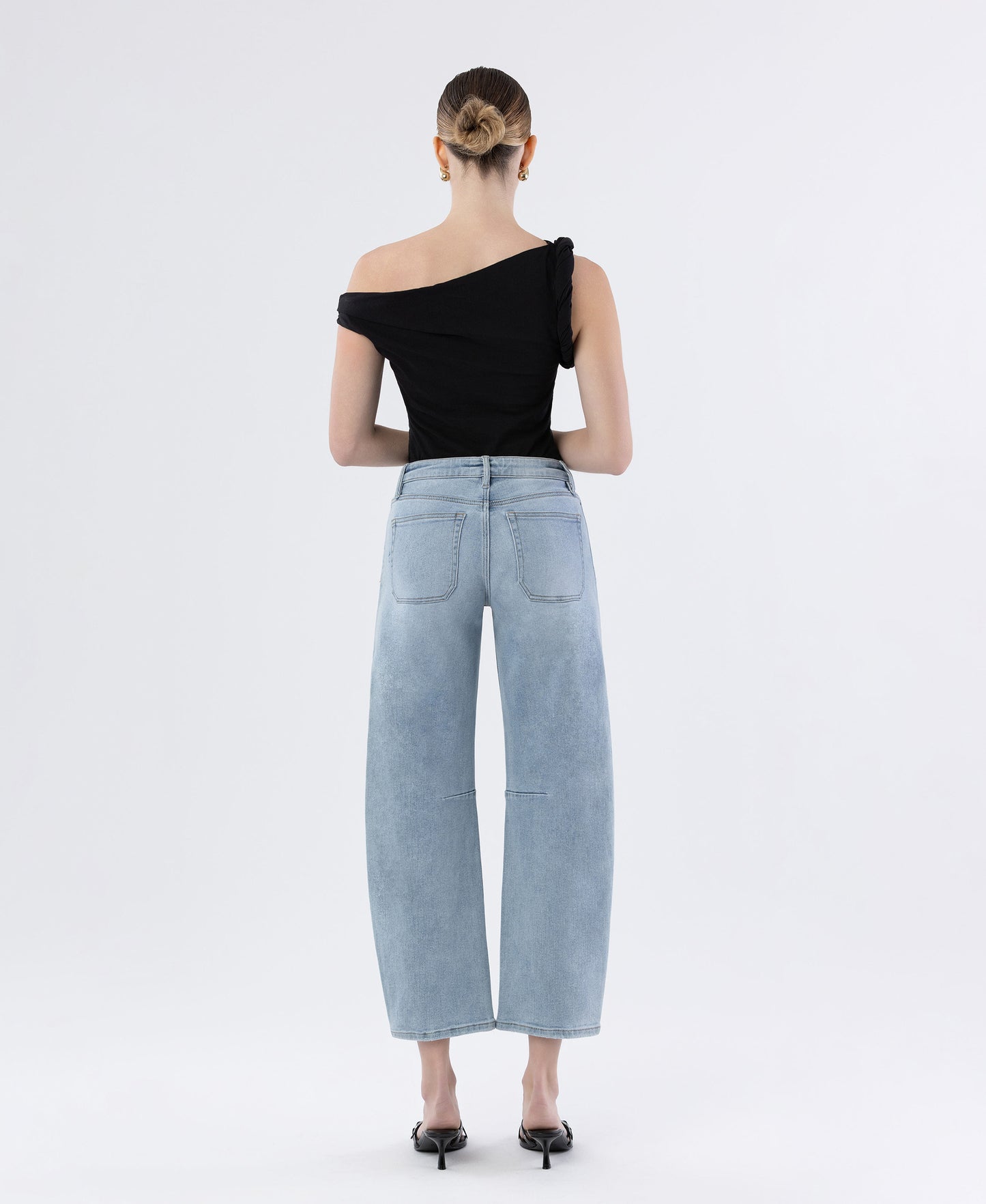 Back product images of Superb - High Rise Patch Pocket Wide Barrel Jeans