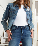 Moving Silence - Distressed Patched Classic Fit Denim Jacket