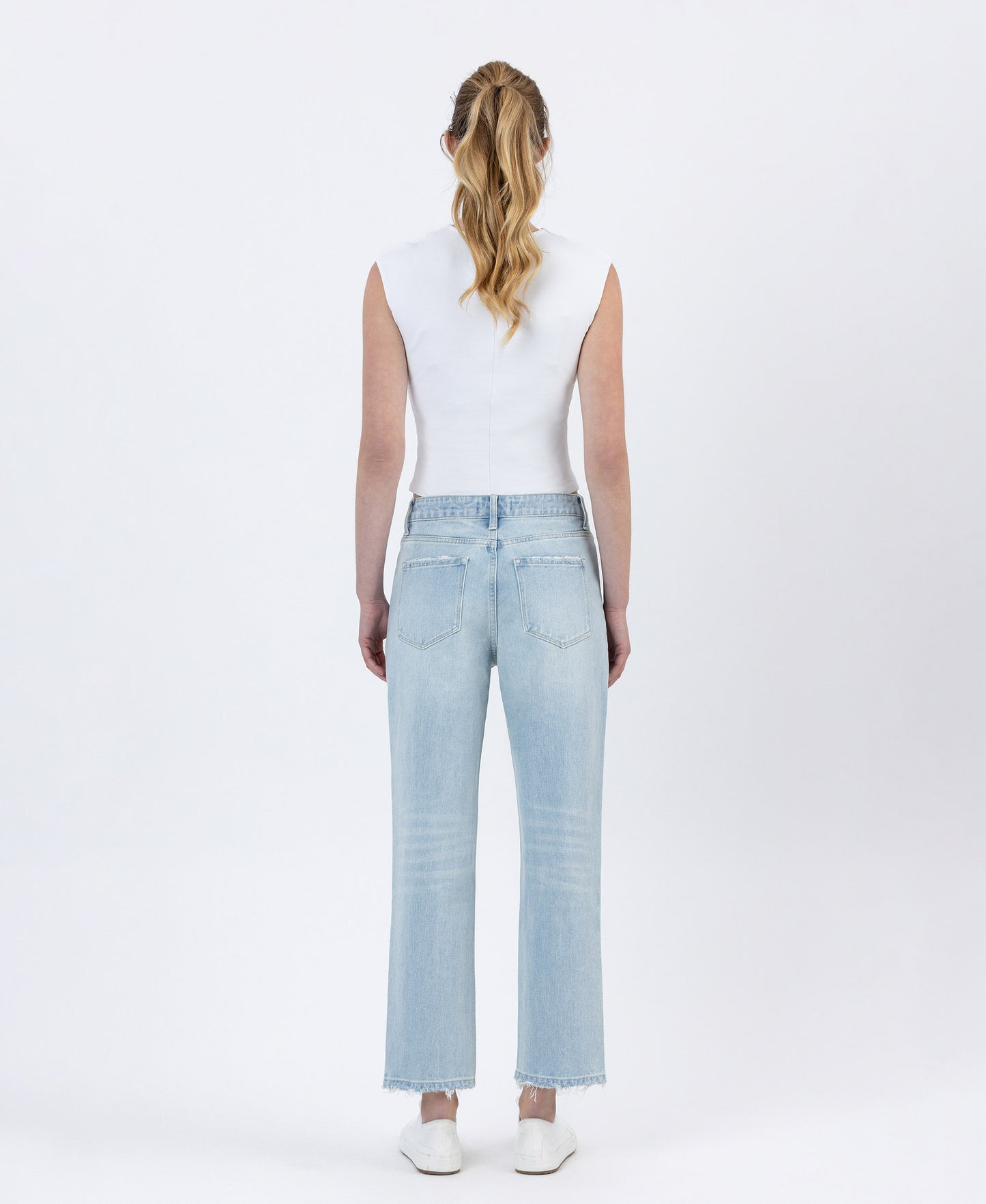 Back product images of Youth - Super High Rise Distressed Crop Straight Jeans