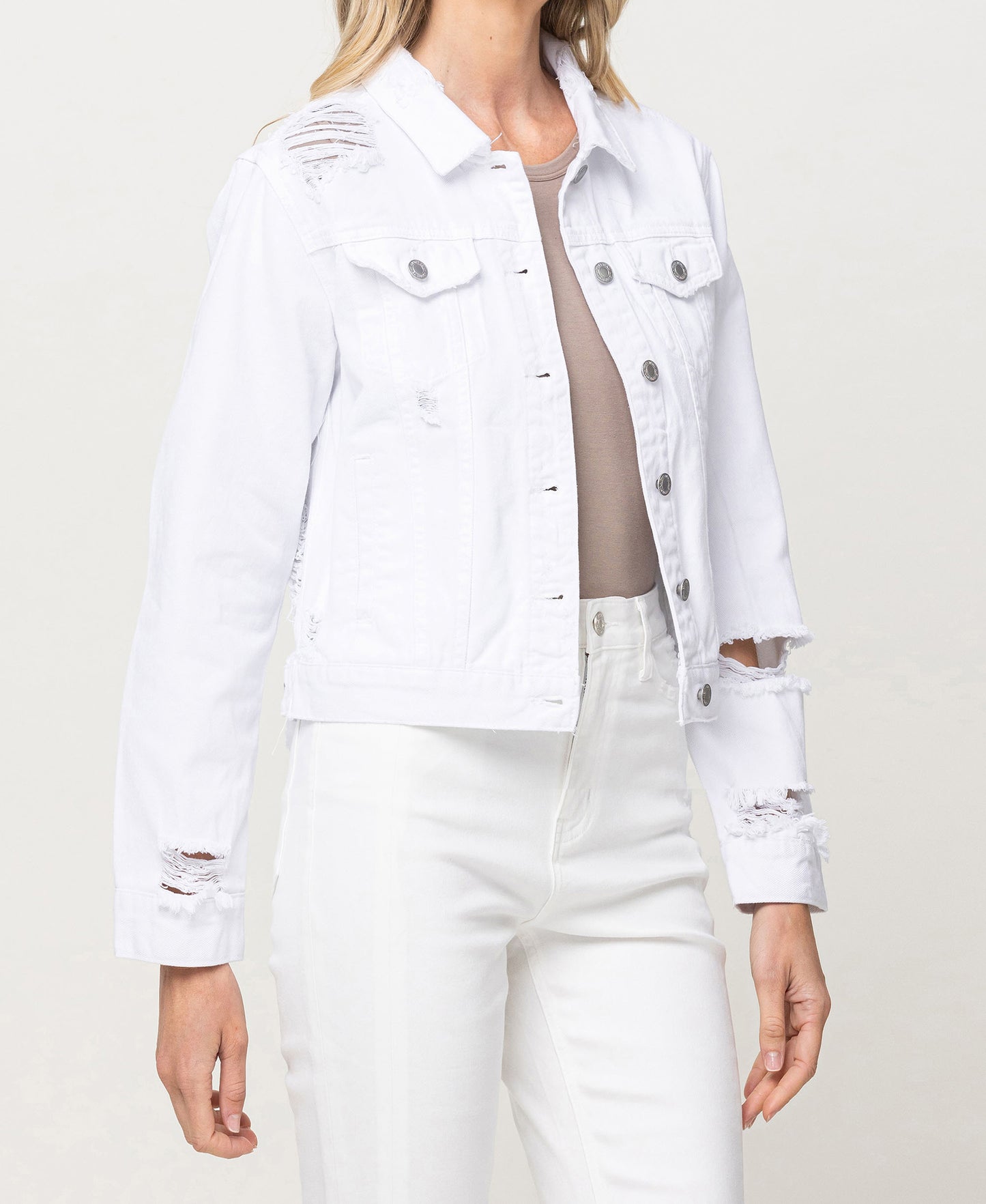 Right 45 degrees product image of Optic White - Classic Fit Denim Jacket