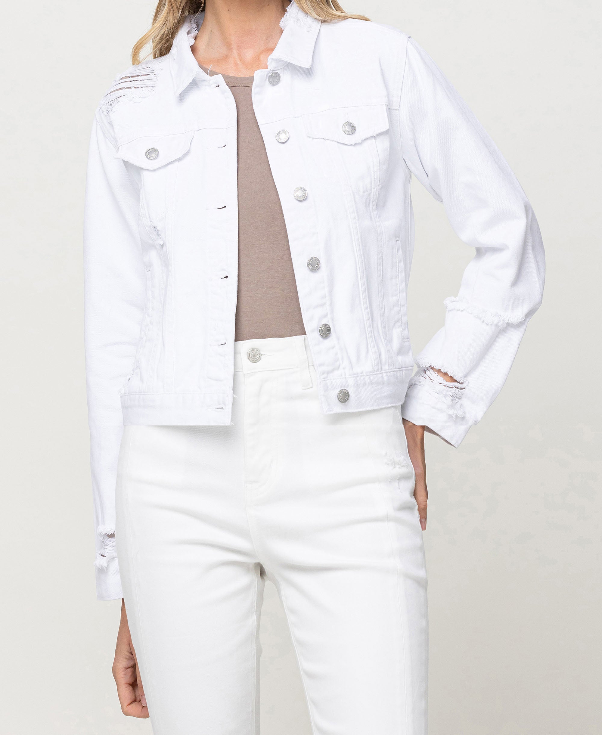 VERVET Optic White Classic Fit Denim Jacket White / S VERVET Optic White Classic Fit Denim Jacket White / S