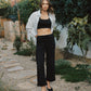 EDITORIAL IMAGE OF Black - High Rise Cuffed Baggy Wide Leg Jeans