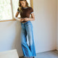 editorial image of Insightful - Low Rise Tinted Wide Flare Jeans