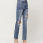 Right 45 degrees product image of Distro - Super High Rise Hidden Button Up Straight Jeans