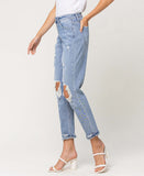 Left side product images of Texas Sun - Exposed Button Distressed Boyfriend Jeans