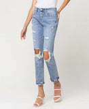Left side product images of Texas Sun - Exposed Button Distressed Boyfriend Jeans