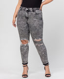 Morning Light - Plus Mid Rise Distressed Crop Skinny Jeans