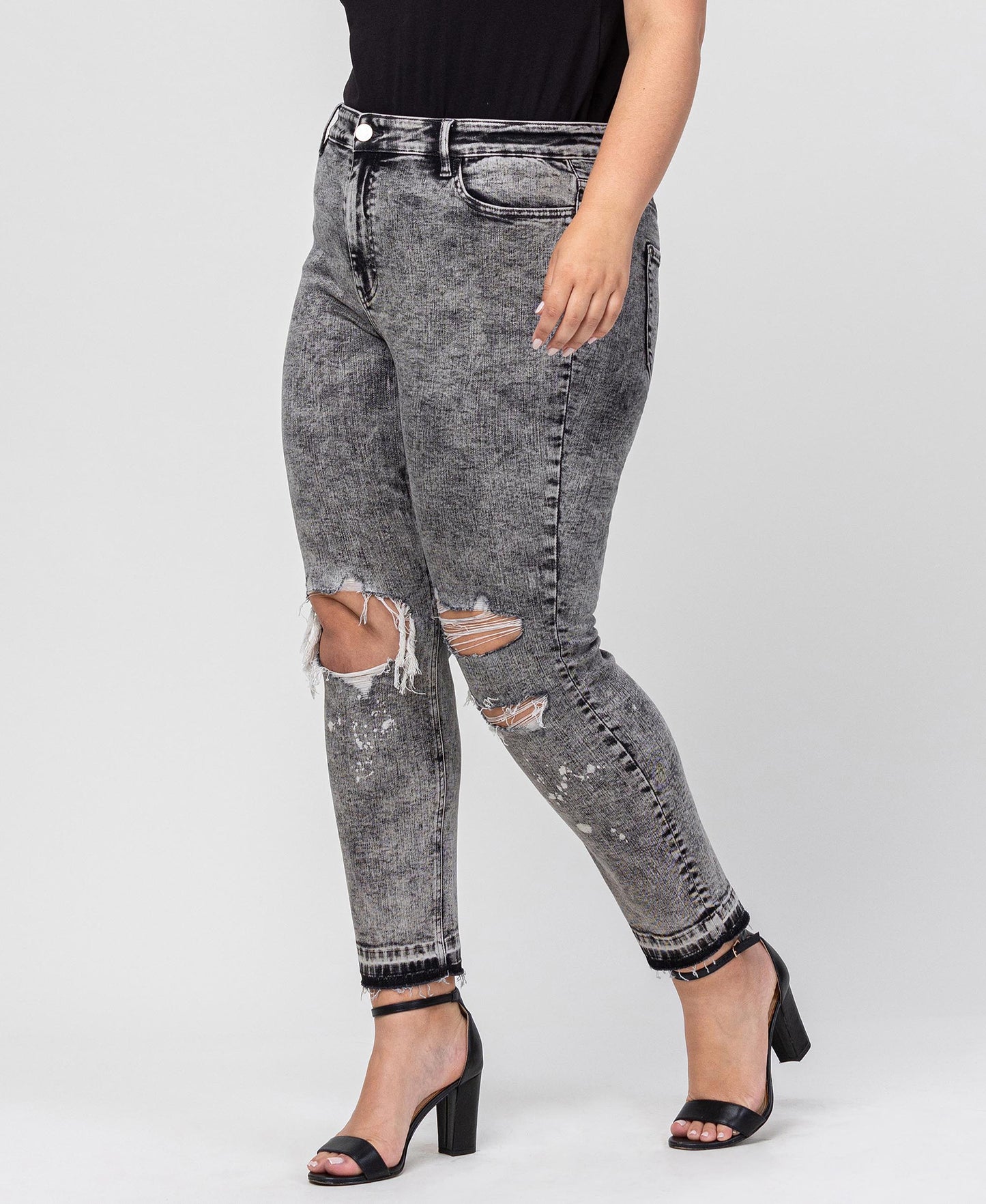 Left side product images of  Morning Light - Plus Mid Rise Distressed Crop Skinny